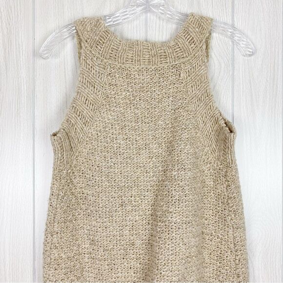 Free People | Tan Napoli Knit Duster Sweater Vest Cardigan Size Medium - Picture 4 of 10